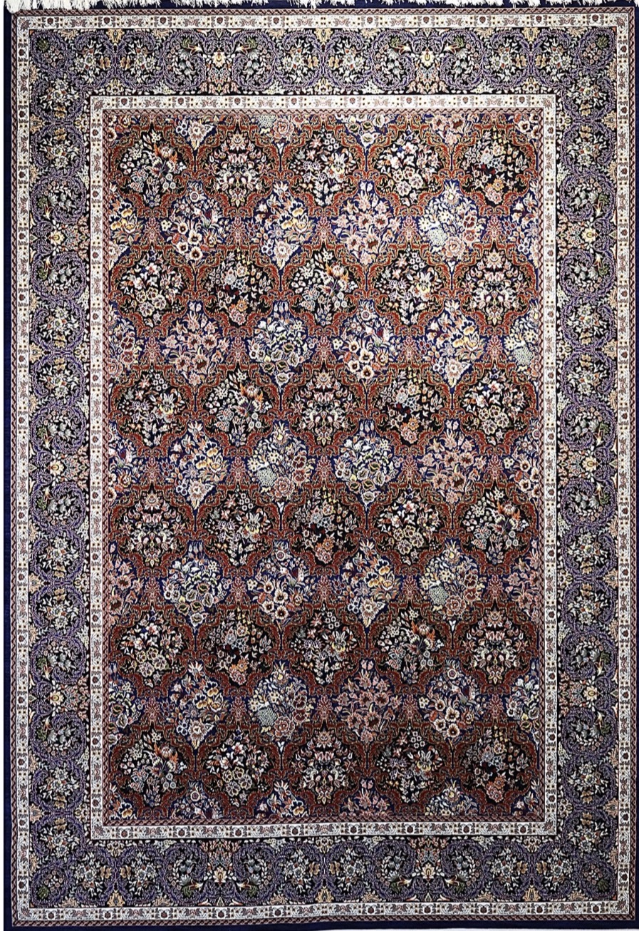 فرش ۷۰۰ شانه ۶ متری کاشان لاکی ارغوانی طرح گیسو kh