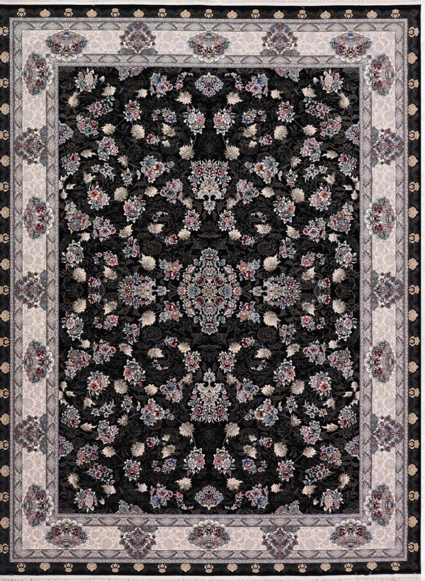 فرش ۷۰۰ شانه 12 متری کاشان رنگ سرمه ای طرح اتوسا khan