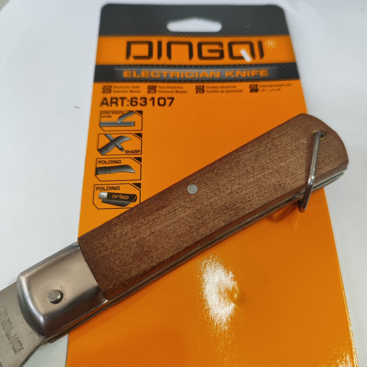 چاقو پیوند و چاقو کابل بر تاشو دینگشی مدل 63107 چاقو پیوند دینگی دسته چوبی مدل 63107
