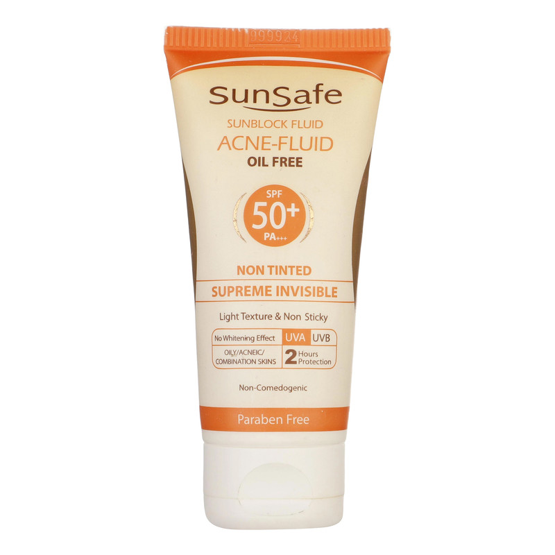 کرم ضدآفتاب بیرنگ سانسیف SPF50 مدل ACNE-FLUID مناسب پوست مختلط، حجم 50 میلیلیتر
