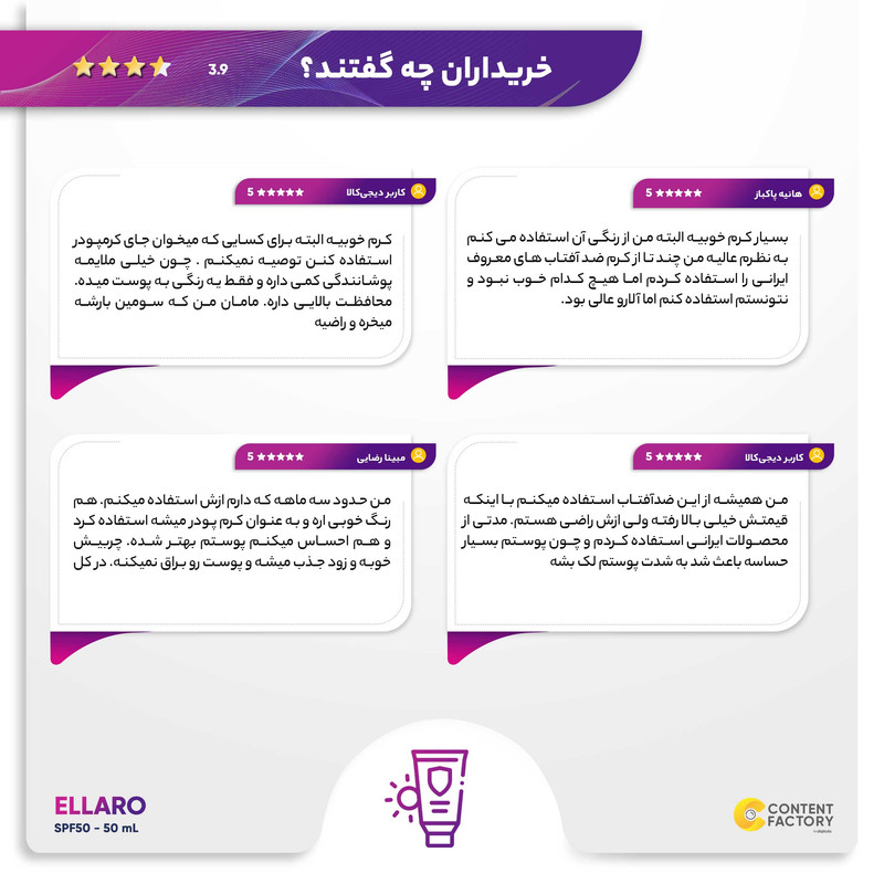 کرم ضد آفتاب رنگی الارو مدل SPF50 محافظ UVA ،UVB، ضد چروک، مناسب انواع پوست تحت لیسانس حجم 50 میلیلیتر