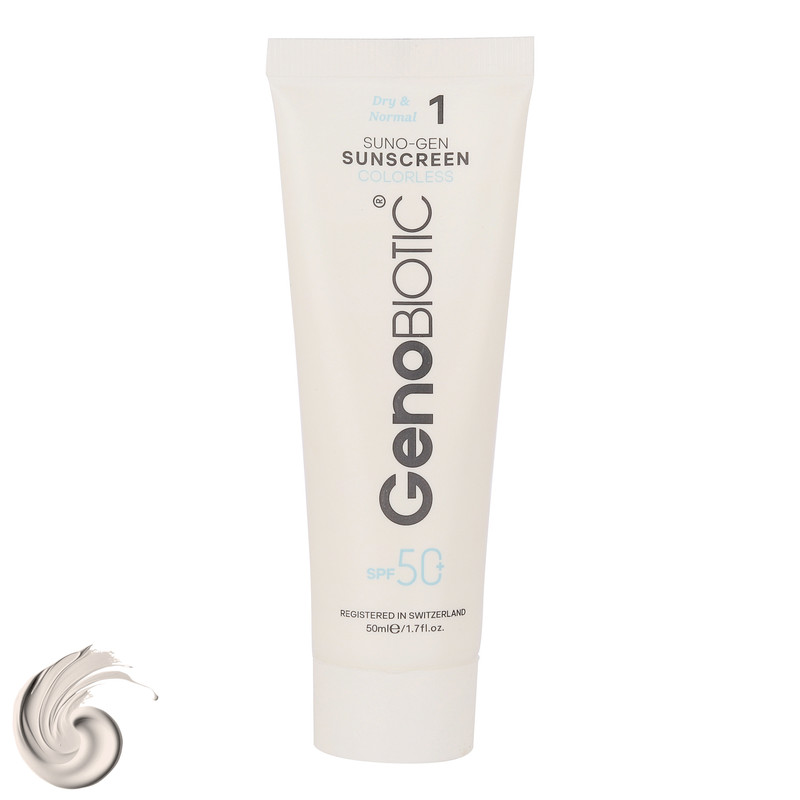 کرم ضد آفتاب بی‌رنگ صورت و بدن ژنوبایوتیک SPF 45 مدل SUNOGEN ‌محافظ UVA ،UVB، مناسب پوست‌های خشک و معمولی حجم 40 میلی‌لیتر