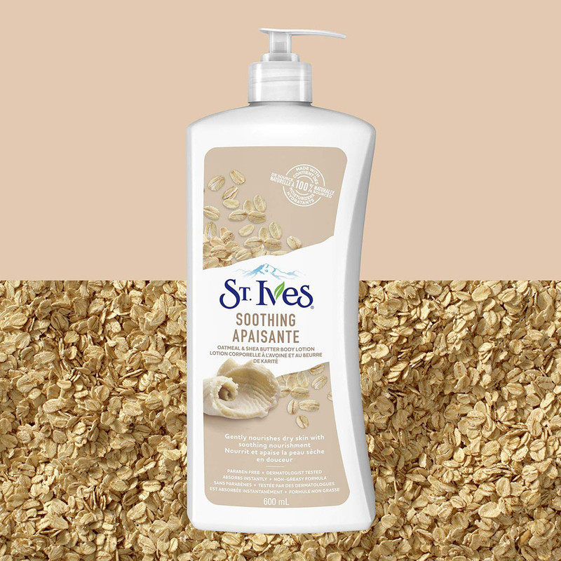 لوسیون بدن تسکیندهنده سینت ایوز مدل Soothing حجم 621 میلیلیتر، حاوی عصاره جوی دوسر و شی باتر، آبرسان و نرمکننده پوست خشک، جذب سریع و فرمول غیرچرب