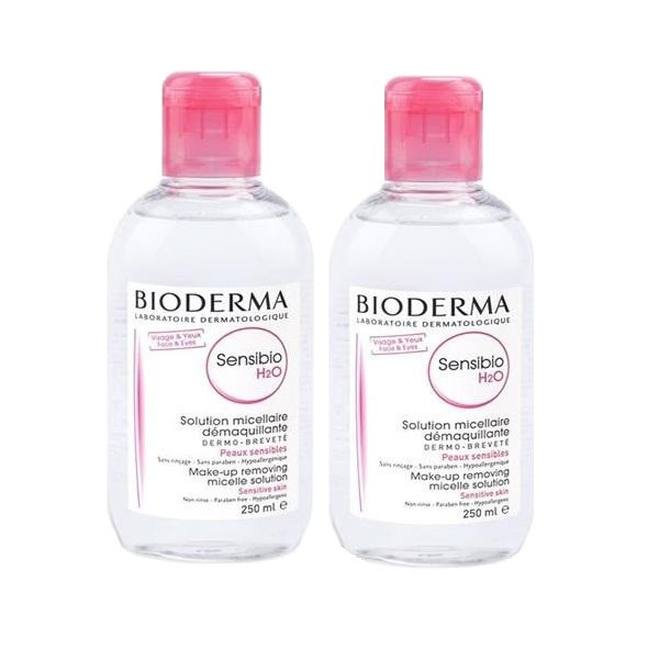 محلول پاک کننده آرایش بایودرما مدل Sensibio H2O حجم 250 میلی لیتر مجموعه 2 عددی