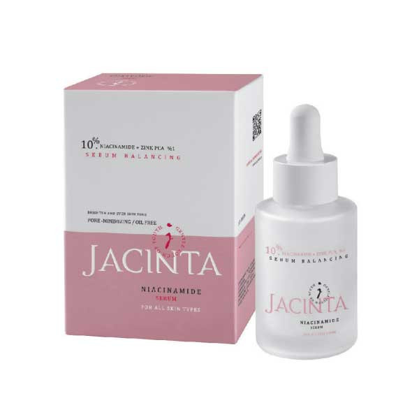 سرم روشن کننده و یکنواخت کننده پوست ژاکینتا مدل نیاسینامید 10% و زینک مناسب برای انواع پوست 30 میلی لیتر