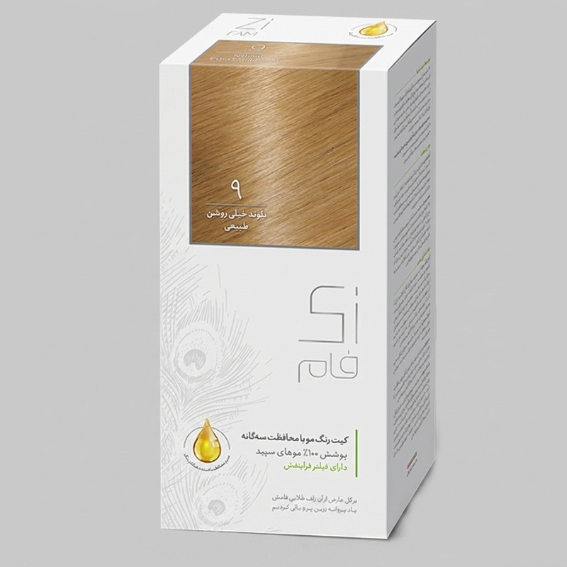کیت رنگ مو زی فام شماره 9 حجم 50 میلی لیتر بلوند خیلی روشن طبیعی